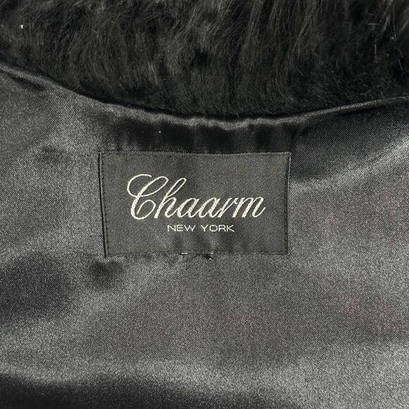 Chaarm NY Tibetan Mongolian Lamb Fur Vest Satin Ribbon XS/S Crop Boho Glam Rock - Picture 11 of 16